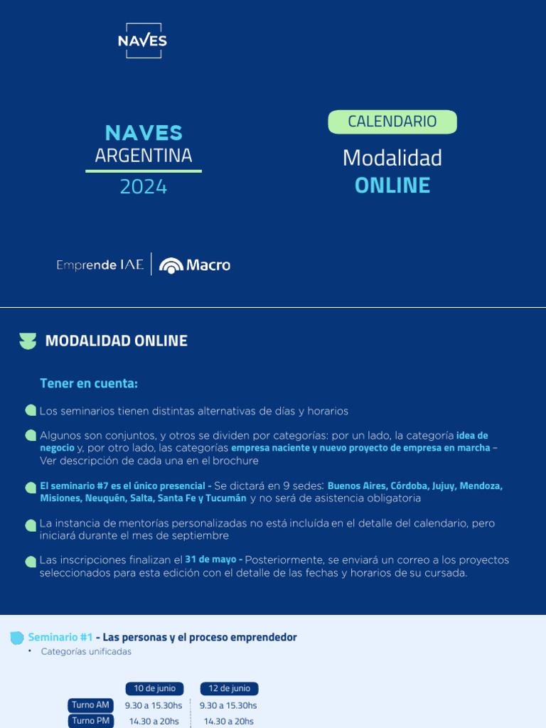 Calendario+NAVES+ARG+ +Modalidad+ONLINE | PDF | Economias | Negocios ...