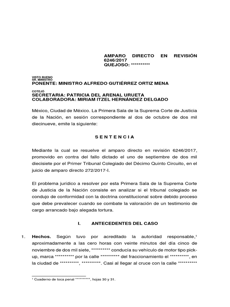 Amparo Directo en Revisión 6246/2017 | PDF | Caso de ley | Judicaturas