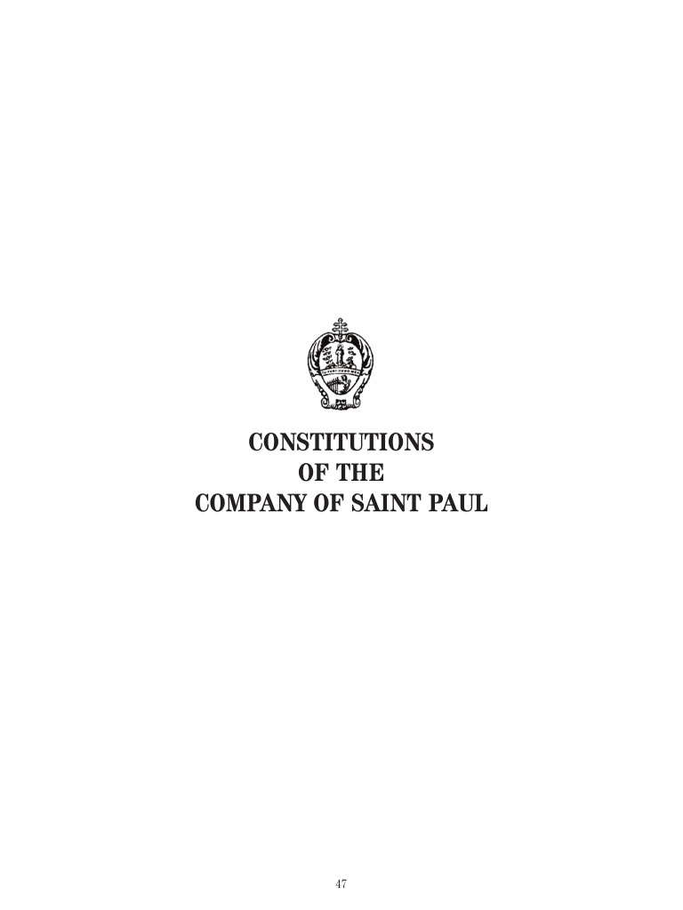 Constitutions of The Company of Saint Paul | PDF | Eucharist | Jesus