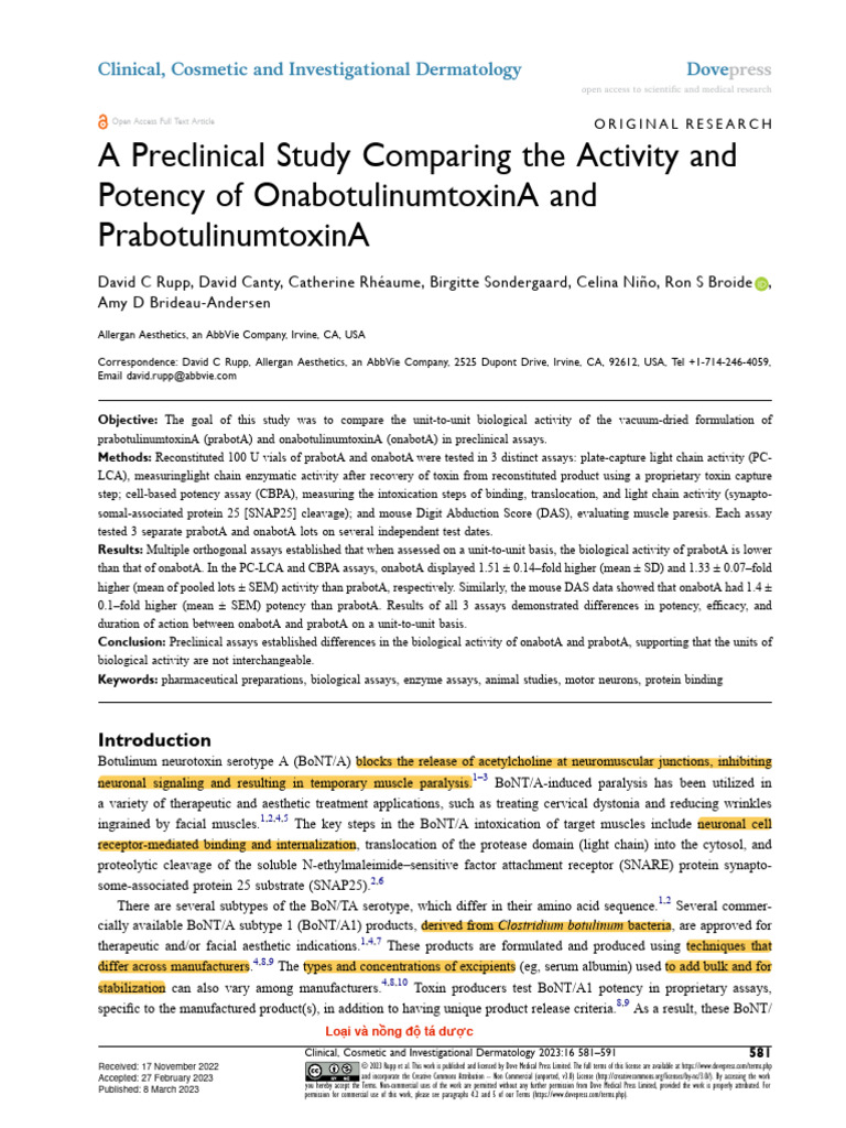 A Preclinical Study Comparing The Activity and Potency of ...