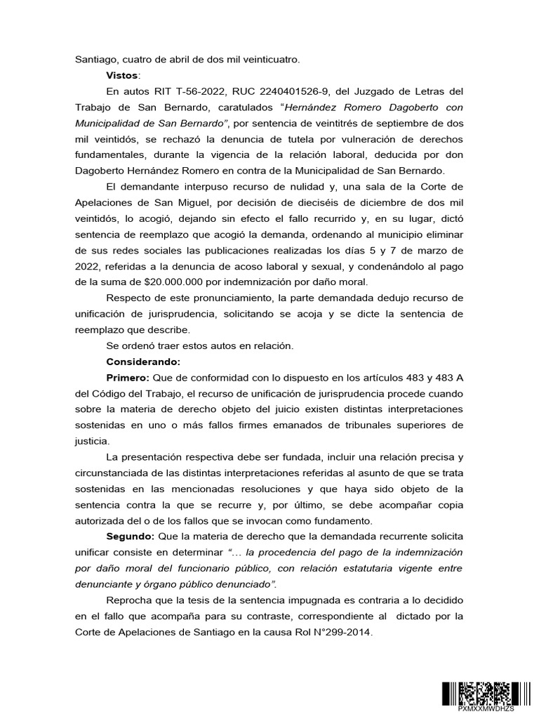 Sentencia Daño Moral Vulneración Derecho A La Honra | PDF | Caso de ley ...