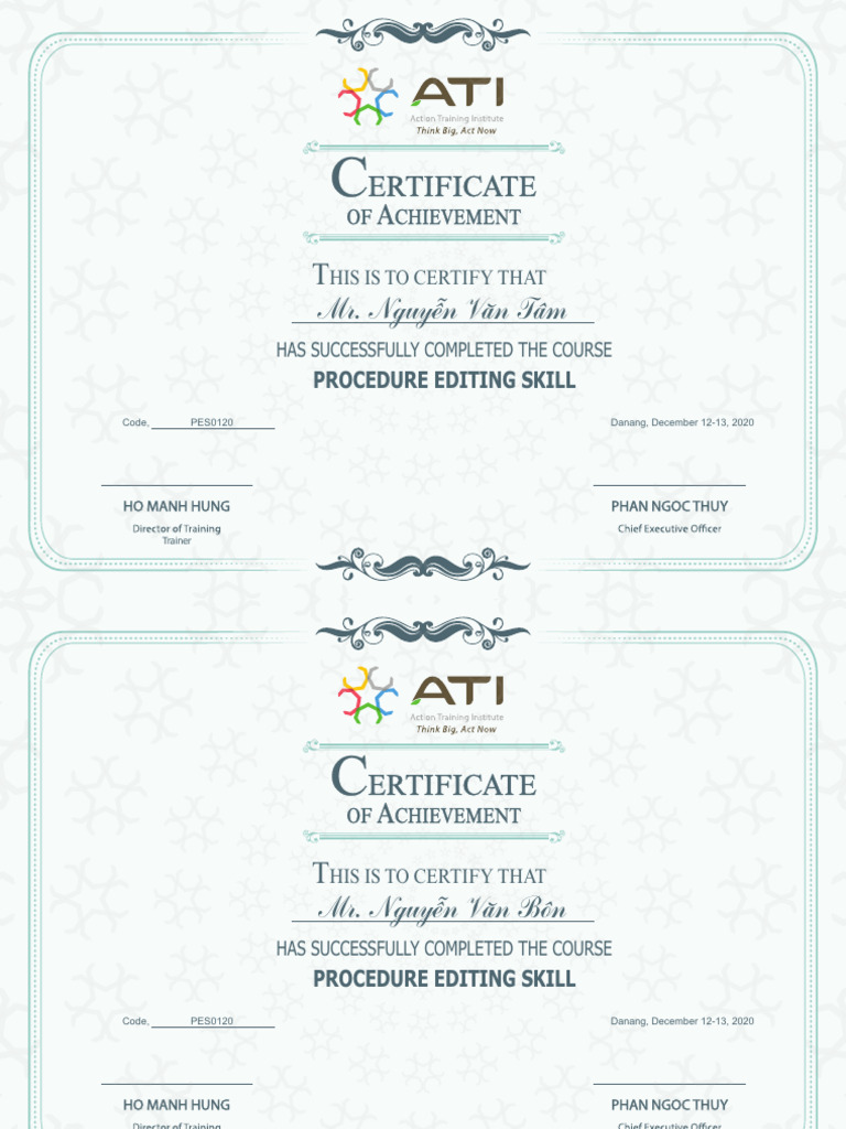Procedure Editing Skill Certificates | PDF