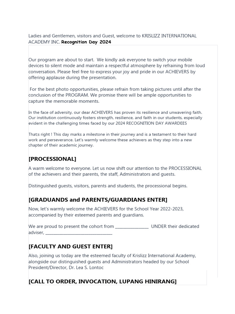 Recognition Script | PDF