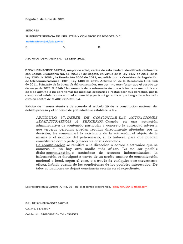 Admitir Demanda | PDF