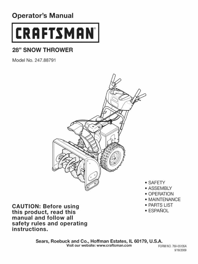 Craftsman 28" Snow Thrower Manual | PDF | Tire