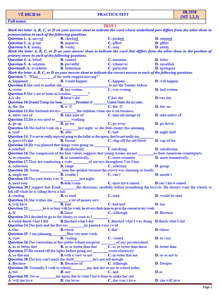 Matrix Practice Test 1, 2, 3 | PDF | Marie Curie