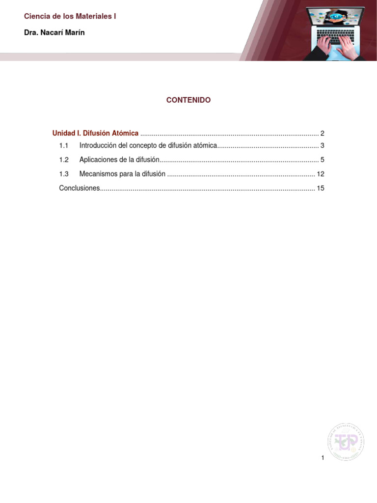 Unidad I MÃ Dulo VI DifusiÃ N AtÃ Mica | PDF | Difusión | Sinterización