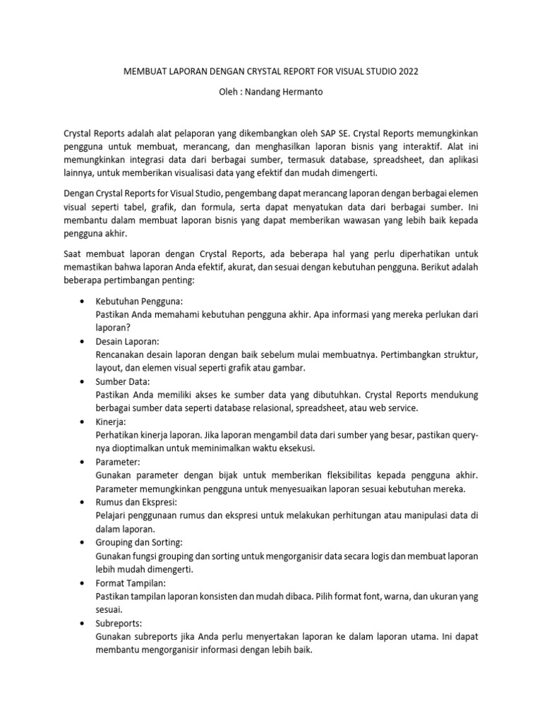 Crystal Report For Visual Studio 2012