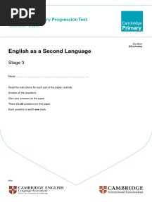 Progression Test - ESL Stage 3