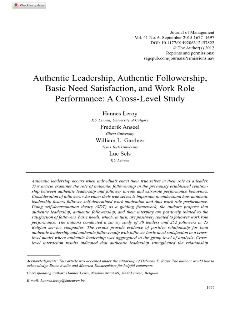 Authentic Leadership and Followership Impact | PDF | Leadership ...