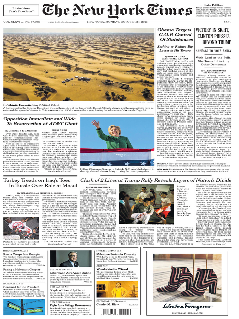 The New York Times 2016-10-24 | PDF | Republican Party (United States ...