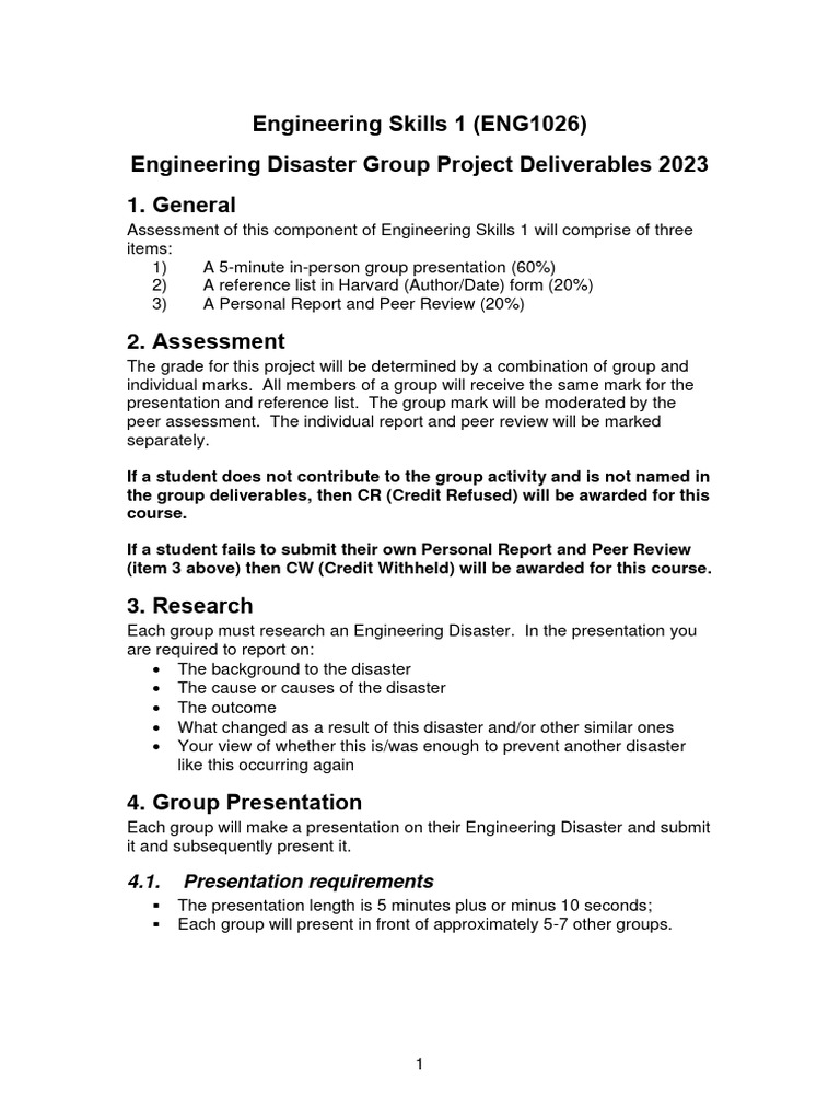 Engineering Disaster Project Guidelines | PDF | Human Communication ...