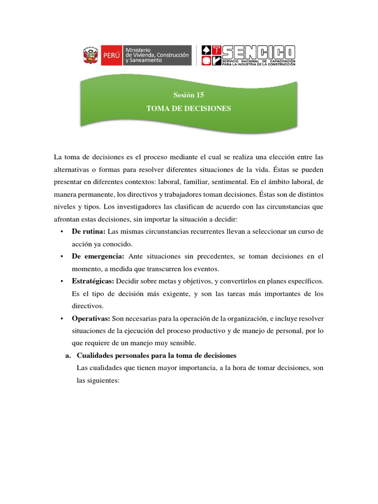 Tipos y Proceso de Toma de Decisiones | PDF | Toma de decisiones
