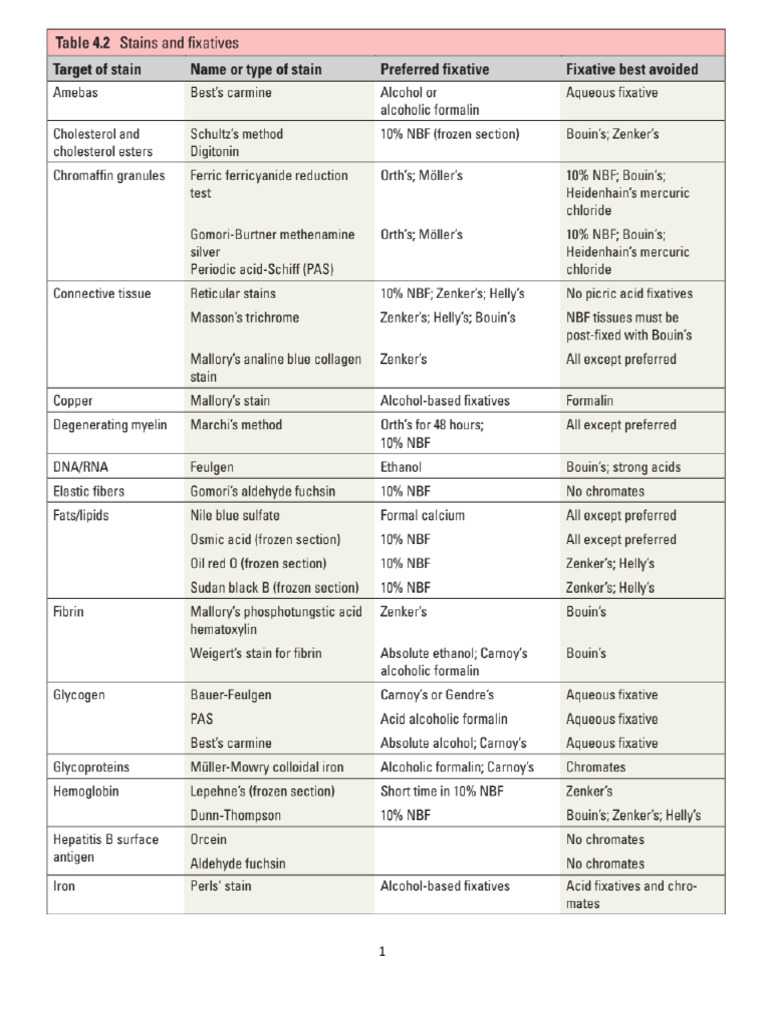Common Stains and Fixatives PDF