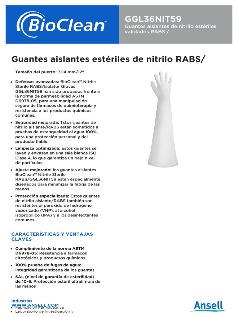 Bioclean Nitrile Sterile Rabs Isolator Gloves Ggl36nit59 Pds Es | PDF ...