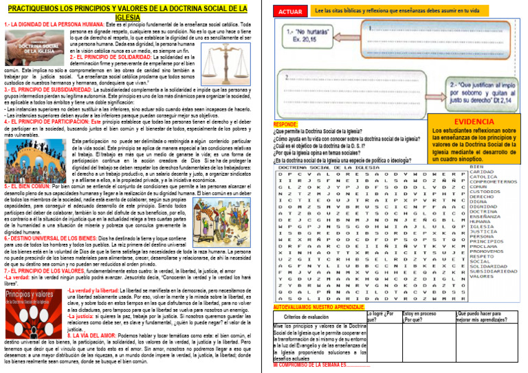 Ficha 4 Principios y Valores Doctrina Social de La Iglesia | PDF ...