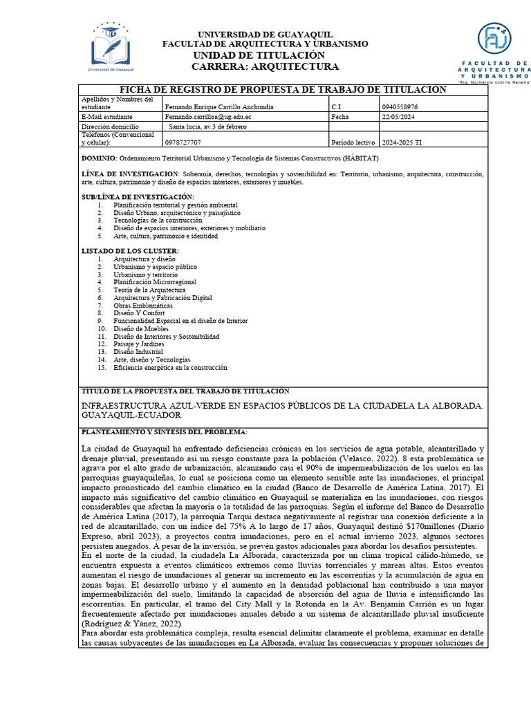 Ficha de registro de propuesta de trabajo de titulaci n 2022 2023