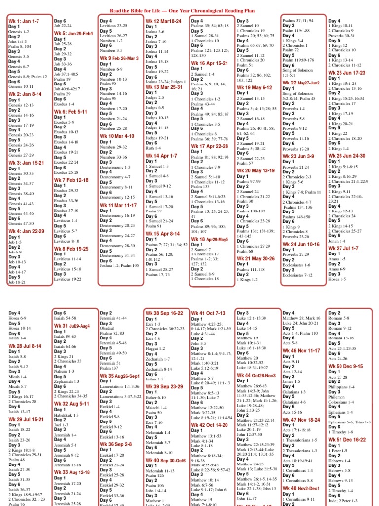 chronological bible reading plan (read the bible for life) | pdf