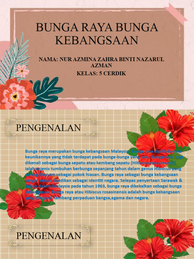 Bunga Raya Bunga Kebangsaan: Nama: Nur Azmina Zahra Binti Nazarul Azman ...