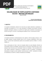 Teste de incubaçõ e solubilidade do Si