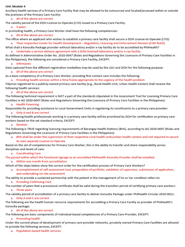 UHC Module 4: Primary Care Licensing Guide | PDF | Primary Care ...