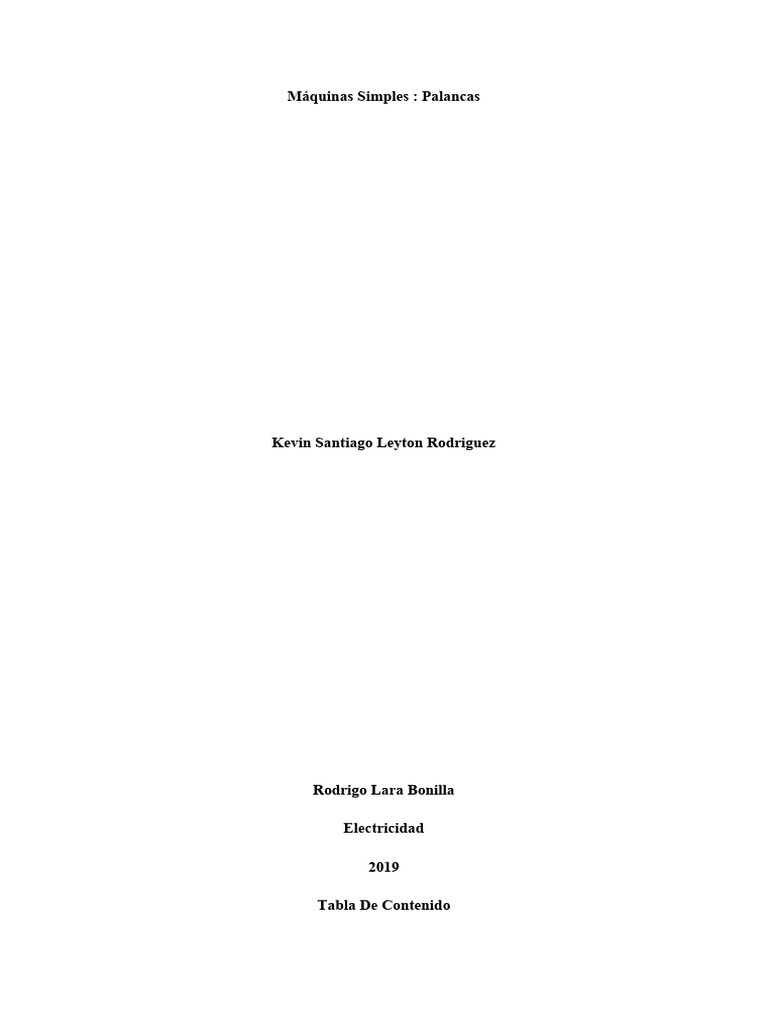 Copia De Máquinas Simples Palancas Pdf Palanca Fuerza