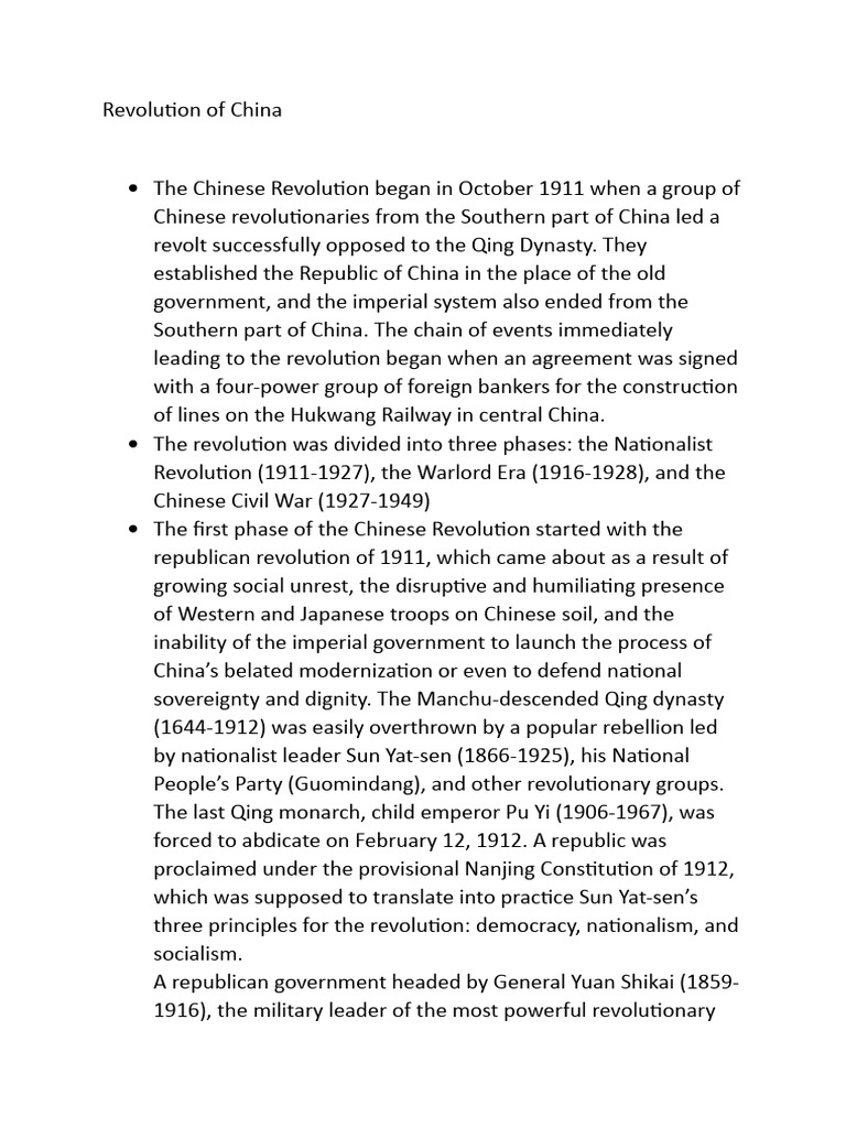 Overview of the Chinese Revolution | PDF | Kuomintang | Chinese Civil War