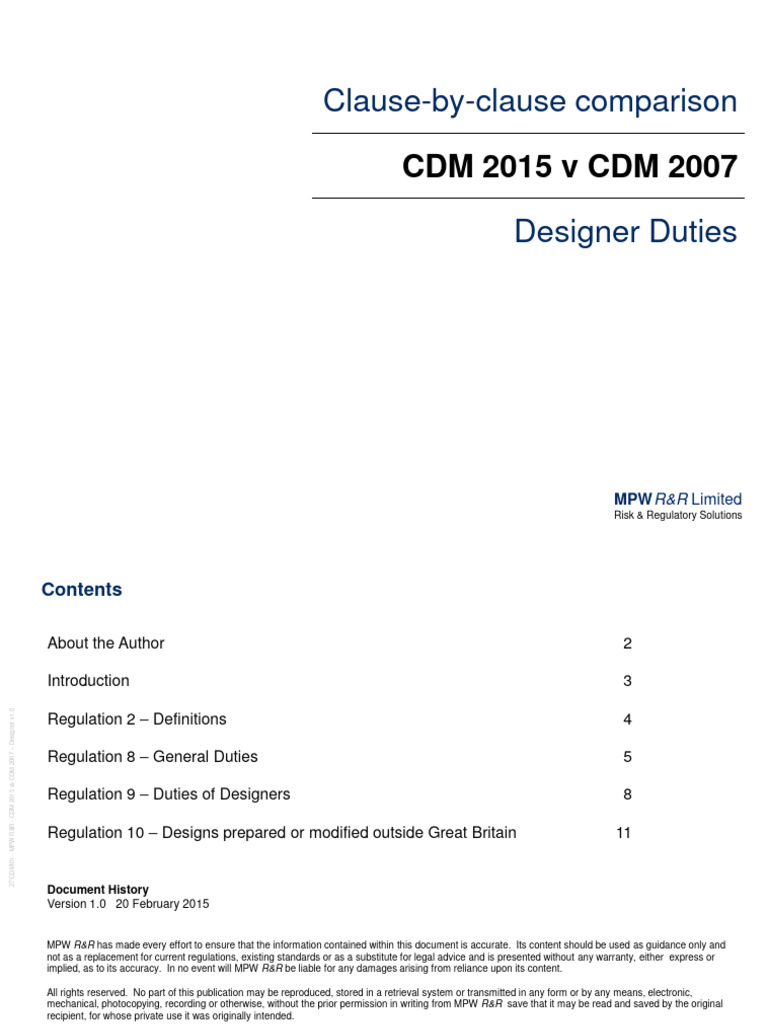 01 MPW RR CDM 2015 Vs CDM 2007 Designer | PDF | Safety