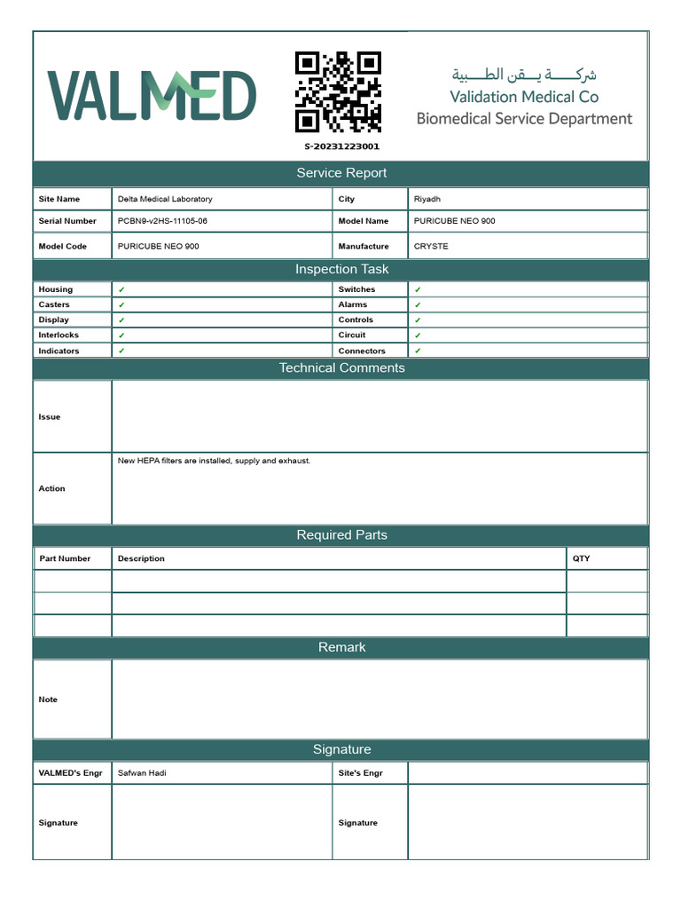 Delta Medical Lab Service Report | PDF
