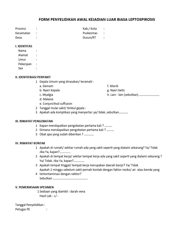 FORMAT PE LEPTOSPIROSIS | PDF