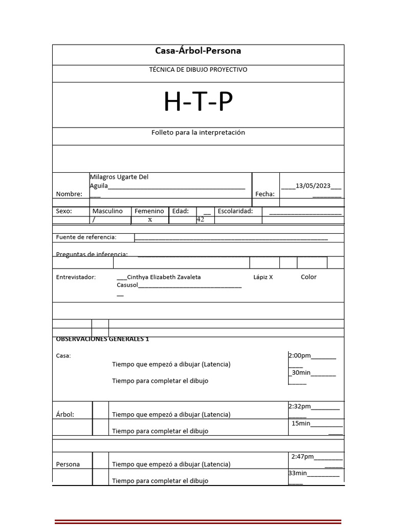 Interpretación del Dibujo H-T-P | PDF | Juegos y actividades | Hogar ...