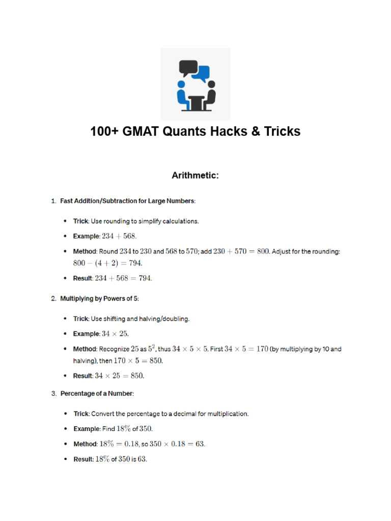 100 Gmat Quants Hacks Tricks 1 Pdf