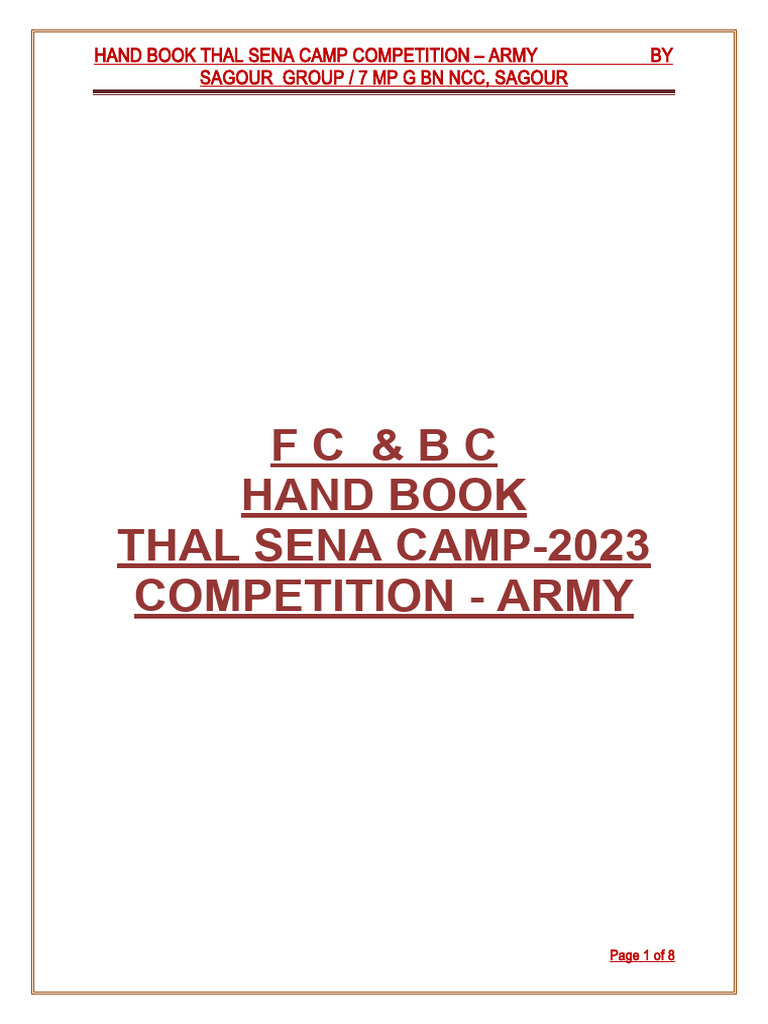 Thal Sena Camp Handbook 2023 | PDF