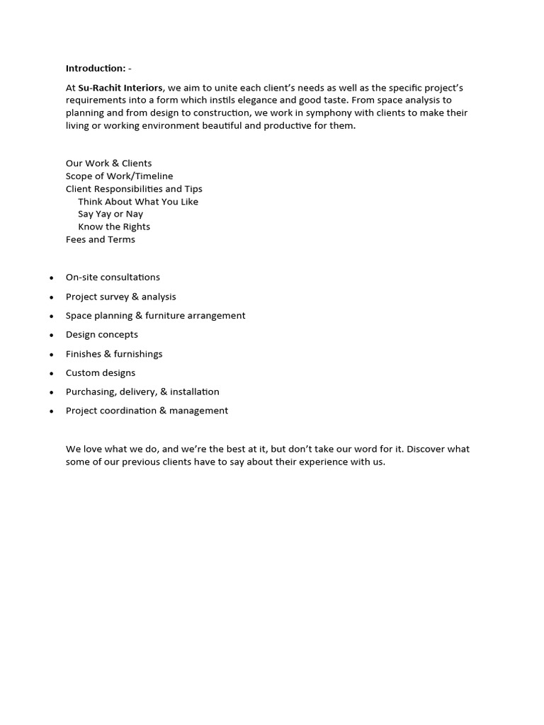 Su-Rachit Interiors: Design & Management Services | PDF | Career & Growth