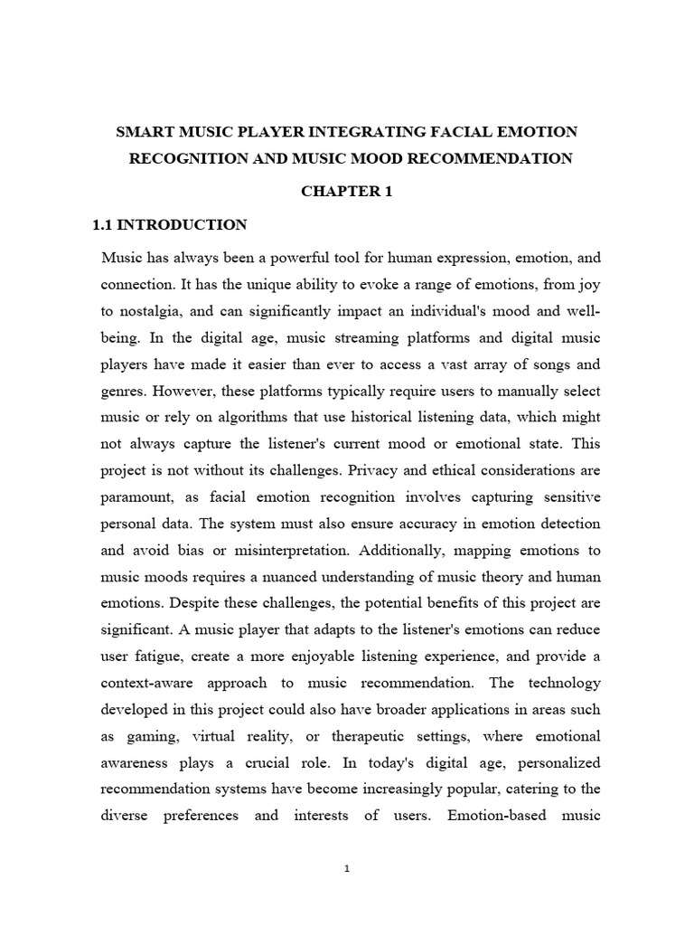 Emotion-Aware Music Player System | PDF | Deep Learning | Machine Learning