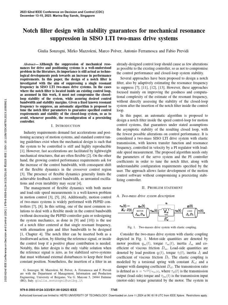 Notch Filter Design for SISO Systems | PDF | Control Theory | Filter ...