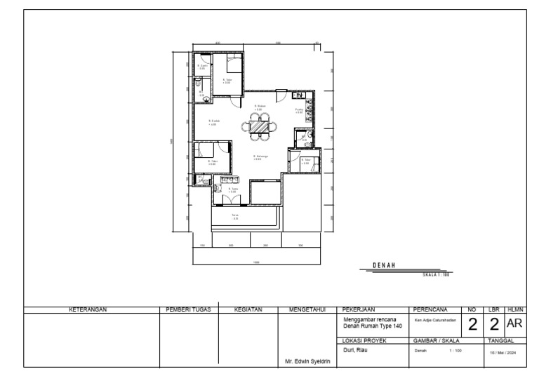Denah Rumah Type 140 di Duri, Riau | PDF