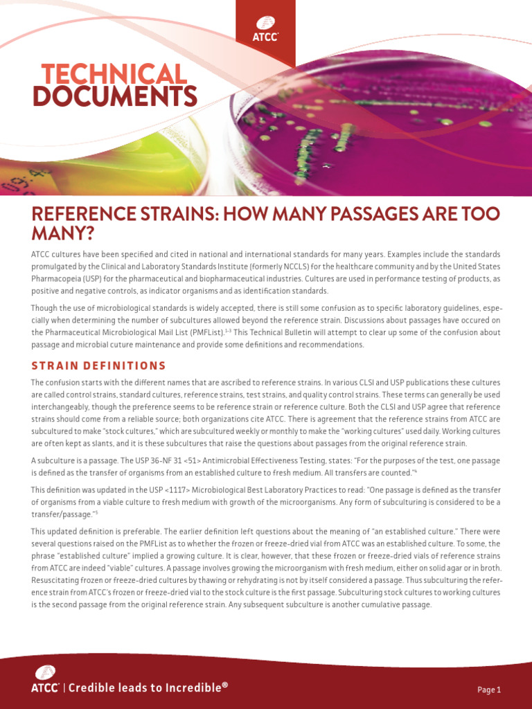Reference Strains How Many Passages Are Too Many | PDF | Atcc (Company ...