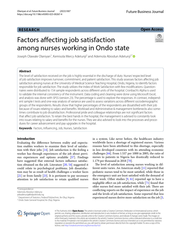 Factors Affecting Job Satisfac | PDF | Job Satisfaction | Nursing