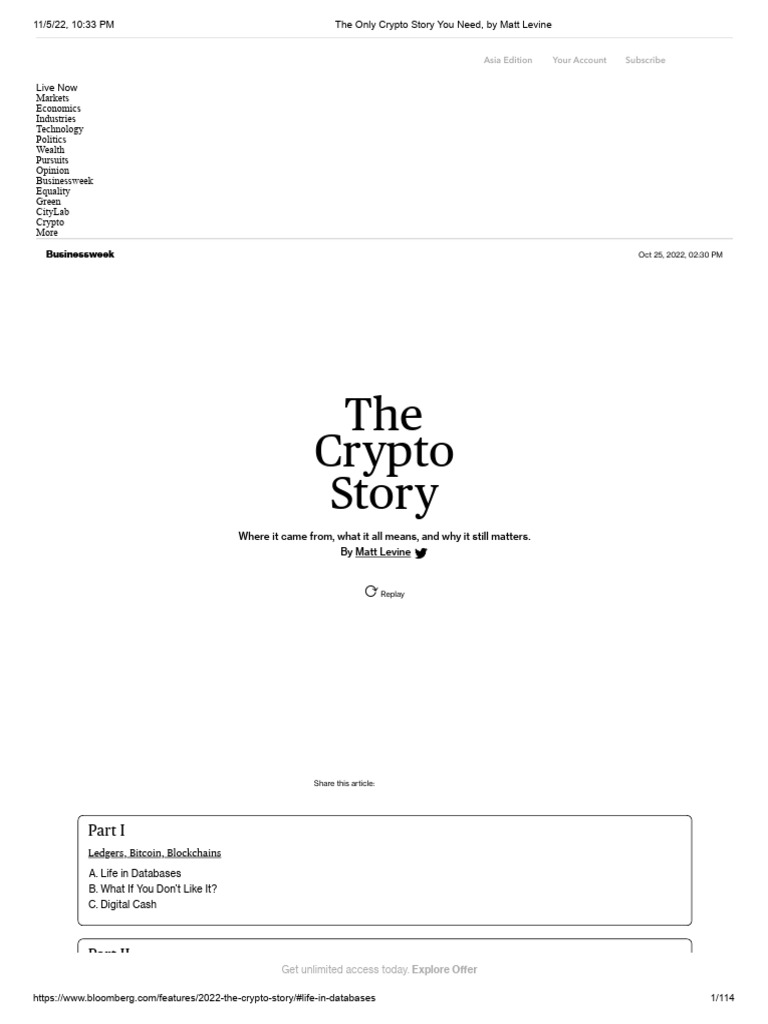The Only Crypto Story You Need, by Matt Levine | PDF | Cryptocurrency