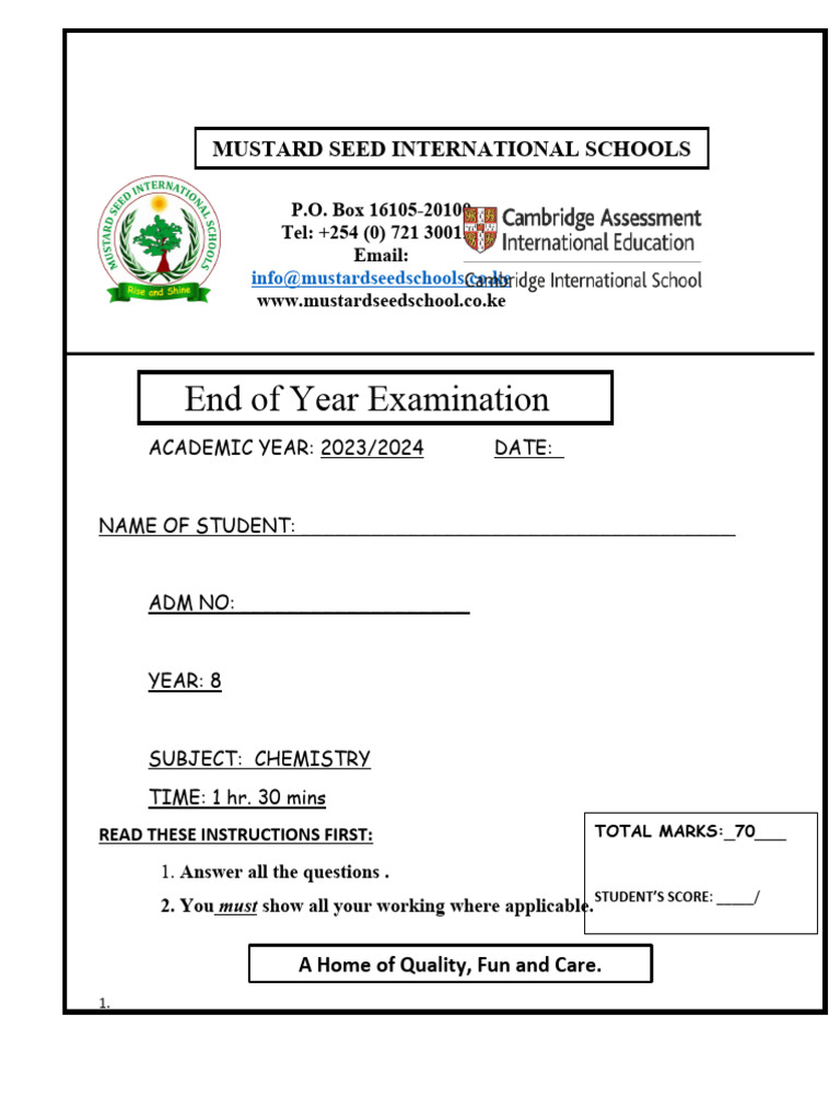 CHEMISTRY YEAR 8 | PDF