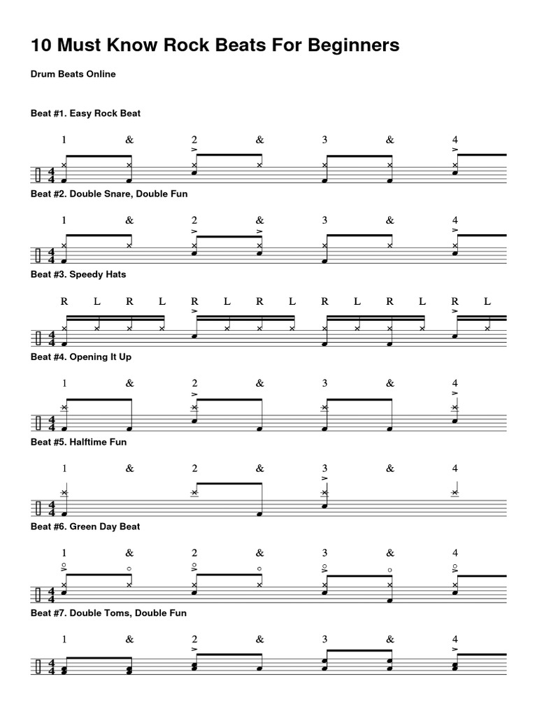 Essential Rock Beats for Beginners | PDF