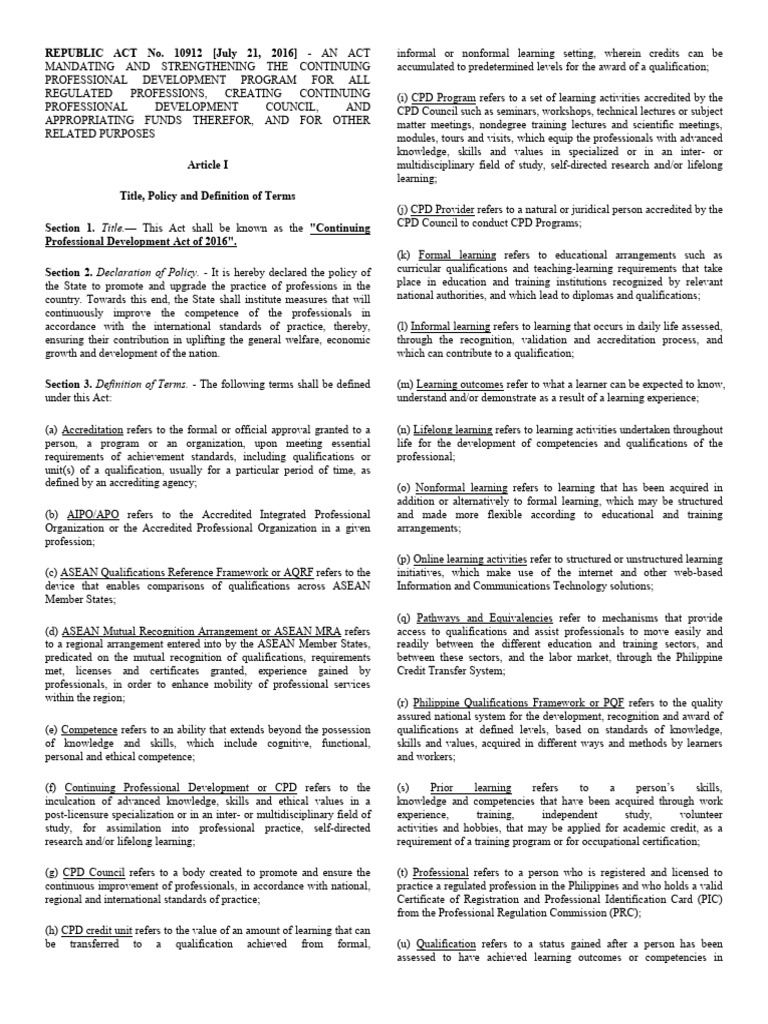 Continuing Professional Development Act | PDF | Hiv/Aids | Hiv