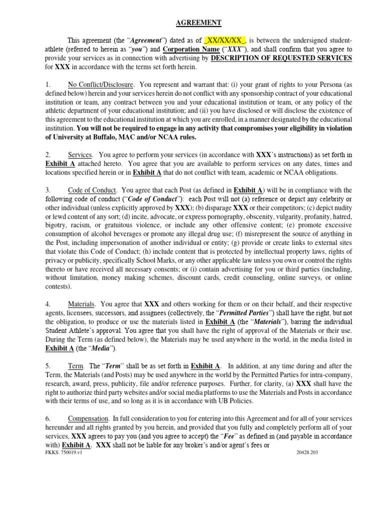 Sample Nil Contract PDF Federal Trade Commission American Government Sample Nil Contract PDF Federal Trade Commission American Government