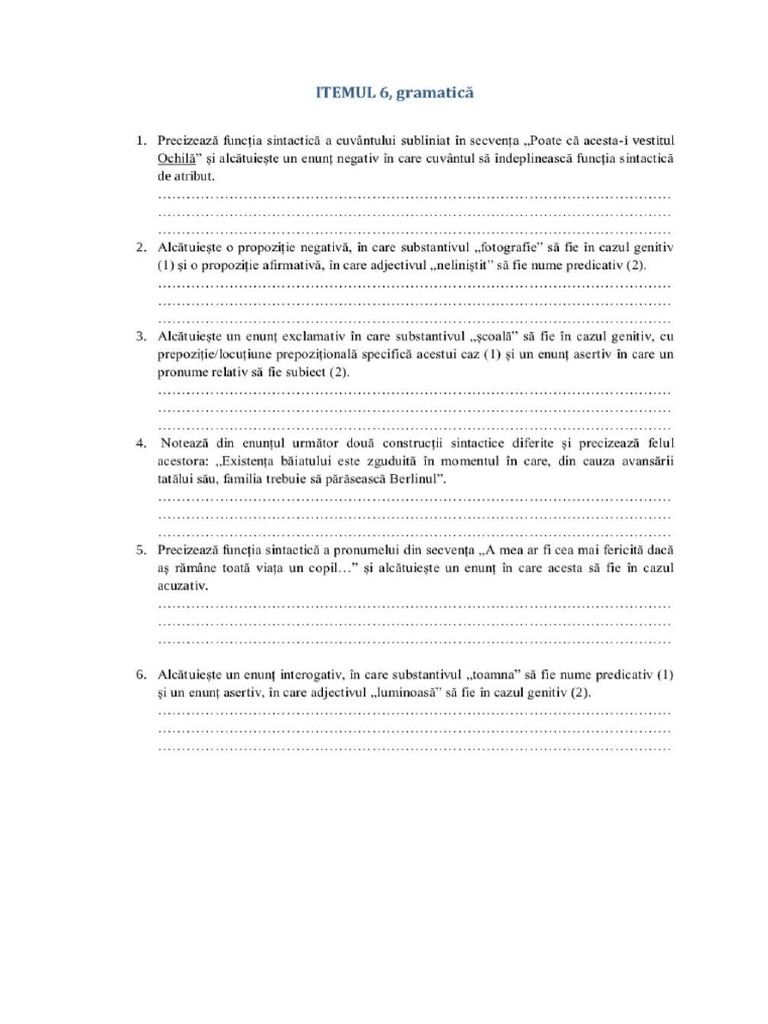 Itemi Gramatica 6-8 | PDF