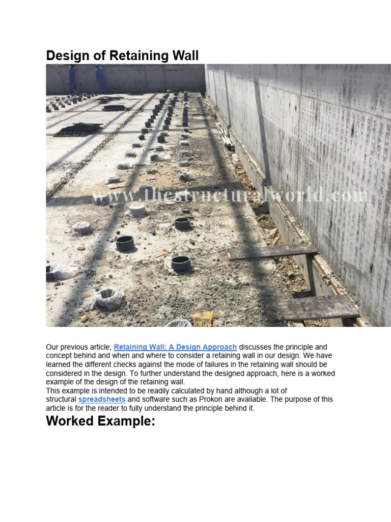 Retaining Wall Design Example and Analysis | PDF | Geometry | Applied ...