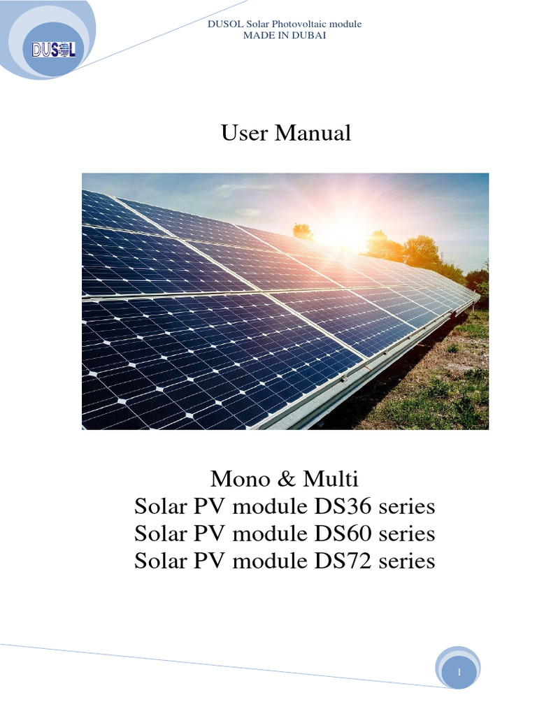 Dusol PV User Manual | PDF | Solar Panel | Photovoltaics