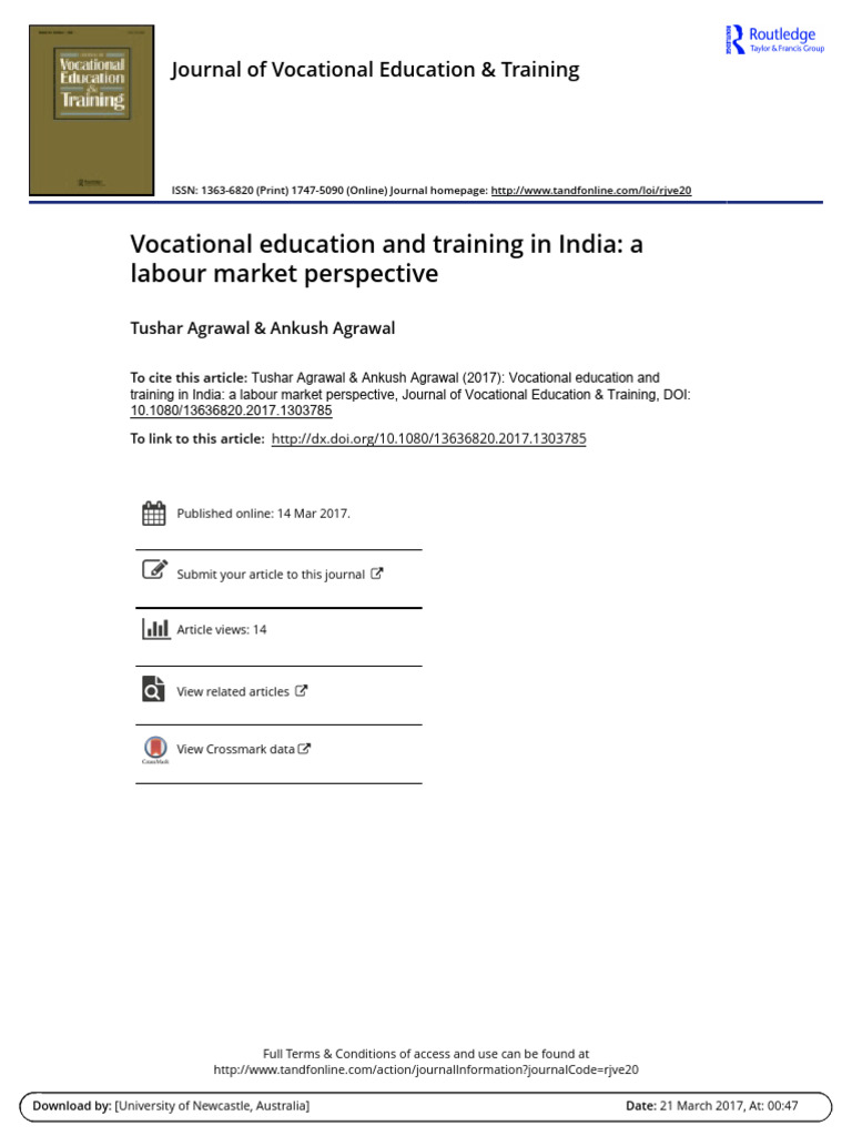 Vocational Education and Training in India | PDF | Vocational Education ...
