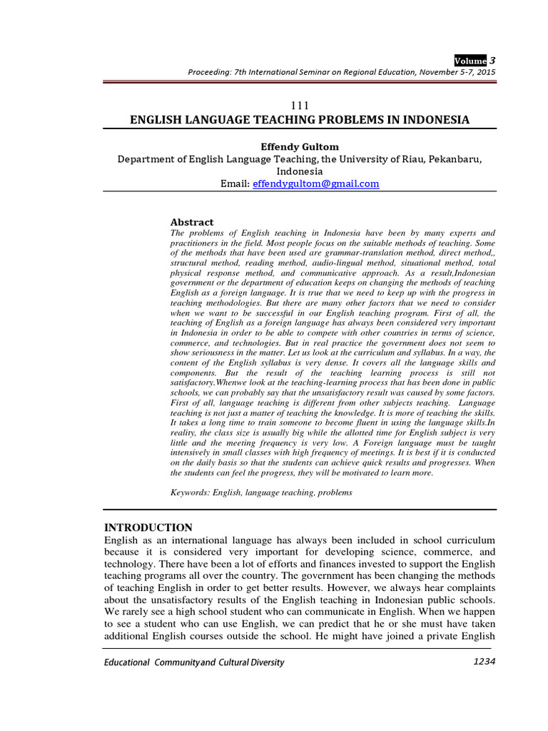 English Teaching Challenges in Indonesia | PDF | Learning | Language ...