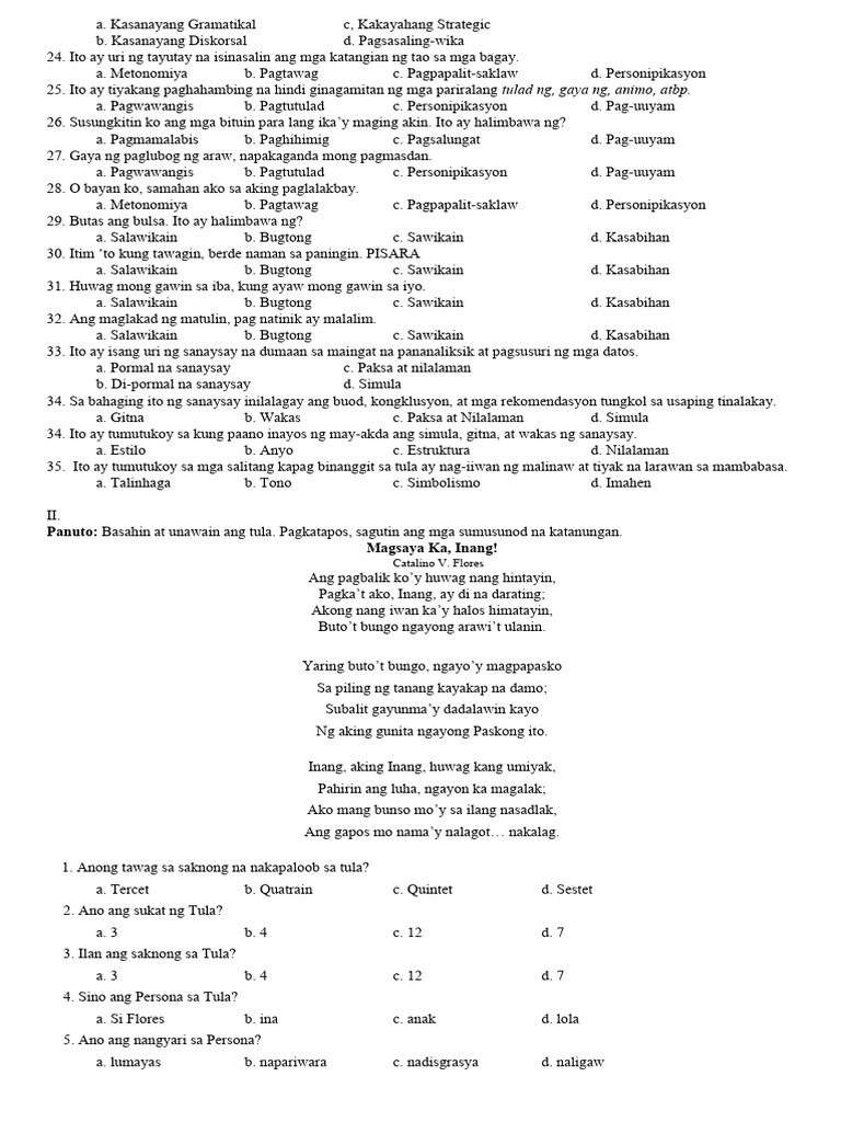 Ikatlong Markahang Pagsusulit - p2 | PDF